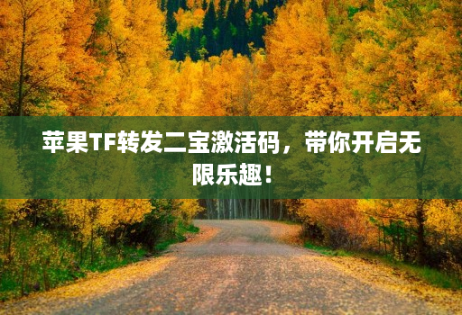 苹果TF转发二宝激活码,带你开启无限乐趣!