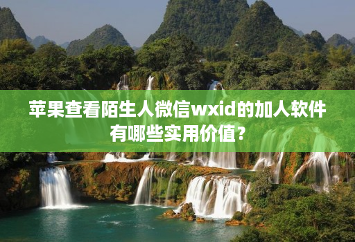 苹果查看陌生人微信wxid的加人软件有哪些实用价值?