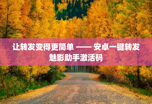让转发变得更简单 —— 安卓一键转发魅影助手激活码