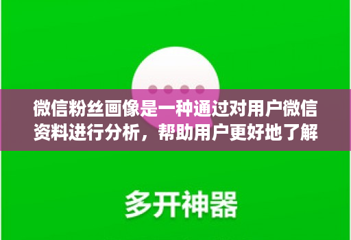 微信粉丝画像是一种通过对用户微信资料进行分析,帮助用户更好地了解自己粉丝画像的工具