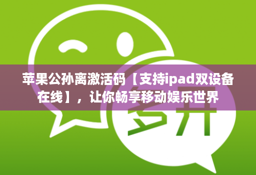 苹果公孙离激活码【支持ipad双设备在线】,让你畅享移动娱乐世界