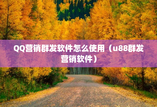 QQ营销群发软件怎么使用(u88群发营销软件)