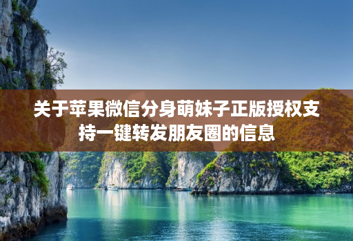 关于苹果微信分身萌妹子正版授权支持一键转发朋友圈的信息