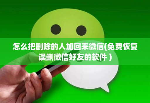 怎么把删除的人加回来微信(免费恢复误删微信好友的软件 )