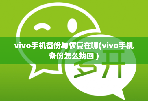 vivo手机备份与恢复在哪(vivo手机备份怎么找回 )