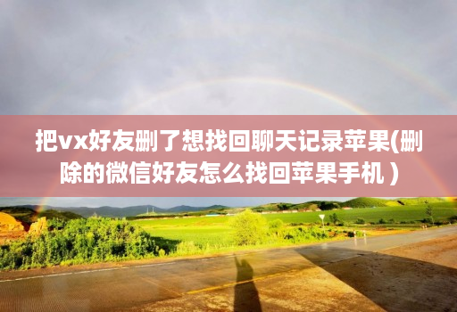 把vx好友删了想找回聊天记录苹果(删除的微信好友怎么找回苹果手机 )