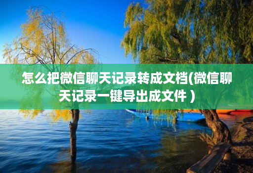 怎么把微信聊天记录转成文档(微信聊天记录一键导出成文件 )