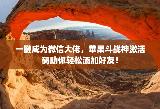 一键成为微信大佬,苹果斗战神激活码助你轻松添加好友!