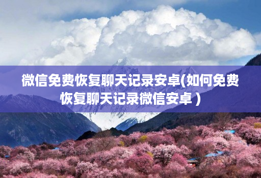 微信免费恢复聊天记录安卓(如何免费恢复聊天记录微信安卓 )