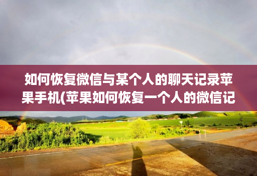 如何恢复微信与某个人的聊天记录苹果手机(苹果如何恢复一个人的微信记录 )