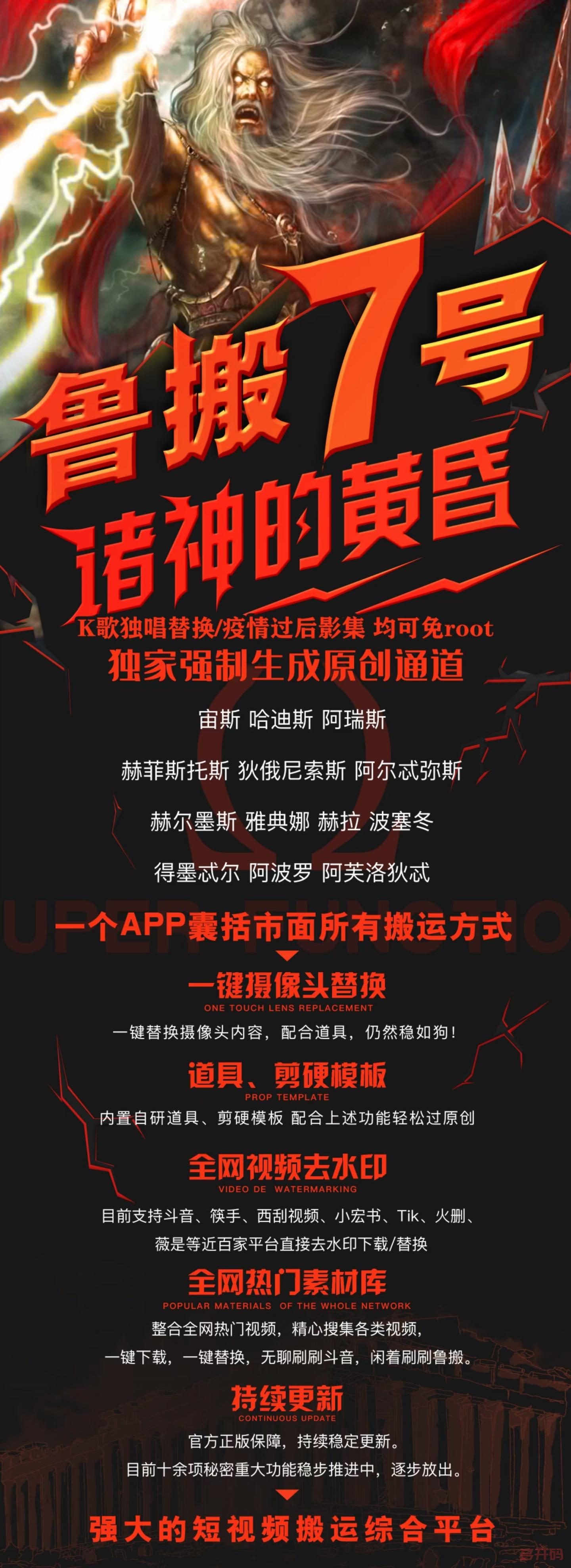 鲁班七号视频搬运工具-抖音视频搬运神器。鲁班七号,无需剪辑,一键搬运,条条原创~正版年卡授权